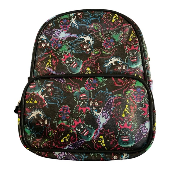 Disney Villains Mini Backpack W/ Allover Print & Vixen Zipper Pull - Picture 1 of 4